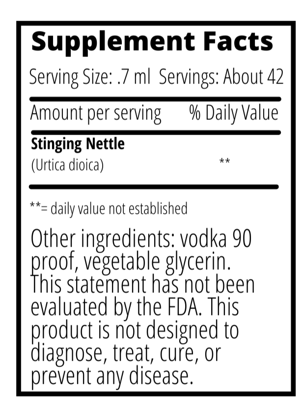 nettle leaf tincture supplemet facts label